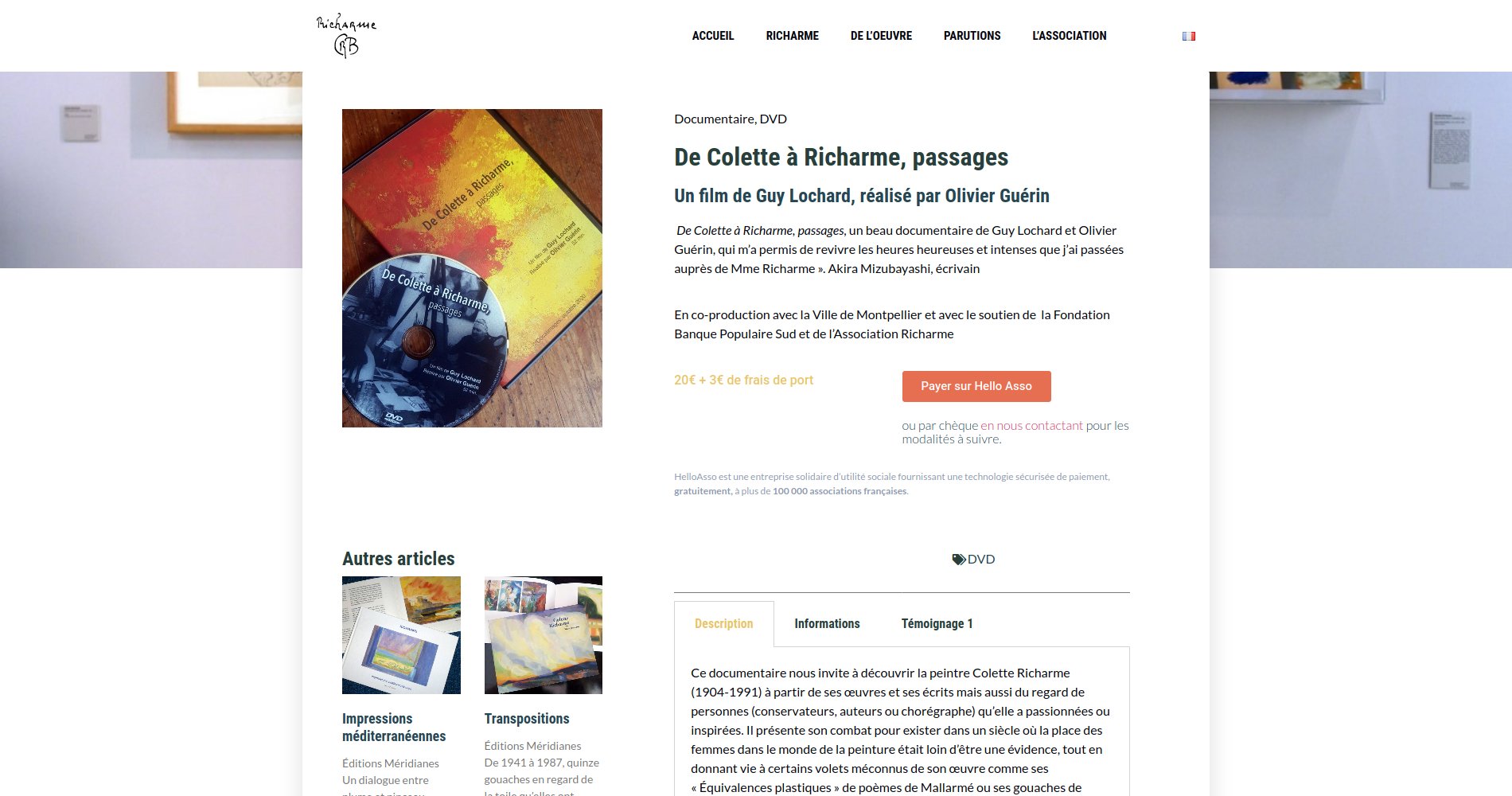 Portfolio site web wordpress Peintre - Richarme